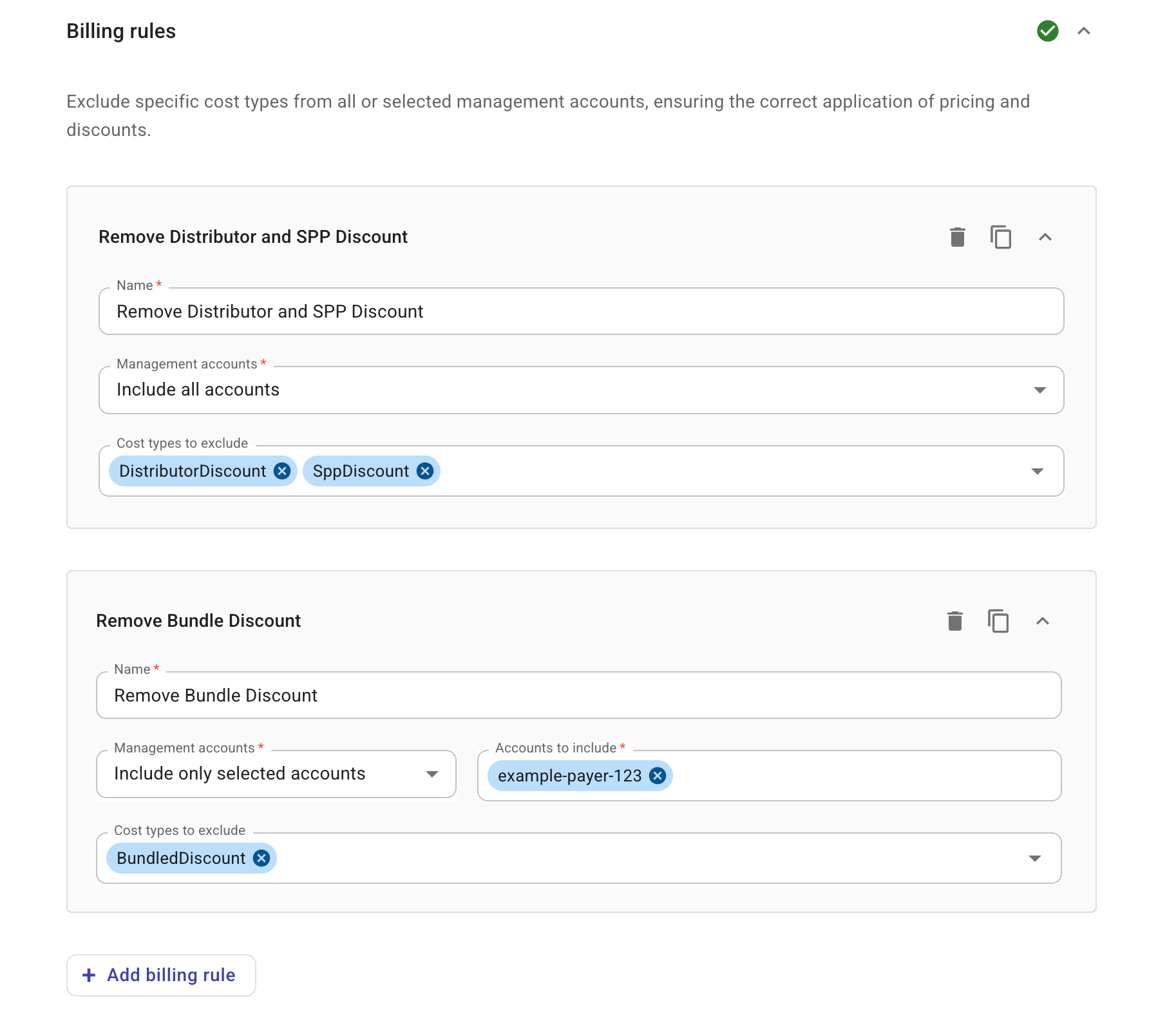 Contracts - Billing rules
