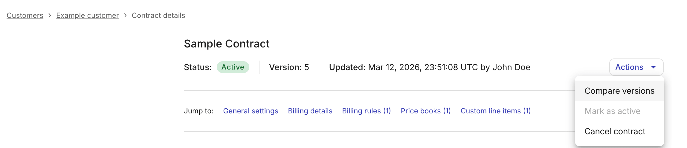 Contracts - Action: Compare versions.