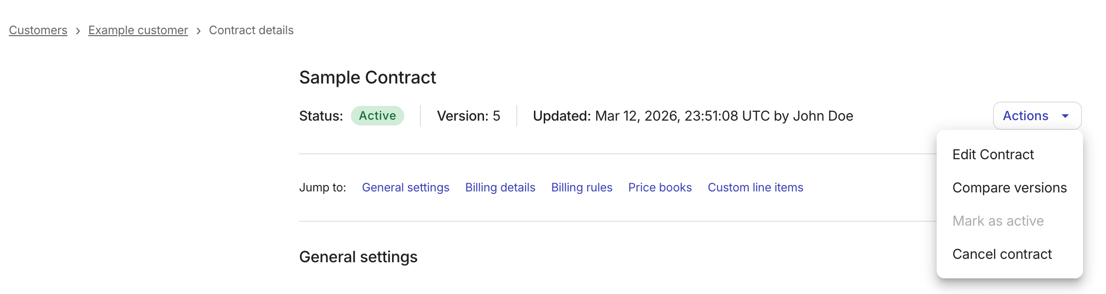 Contracts - Action: Compare versions.