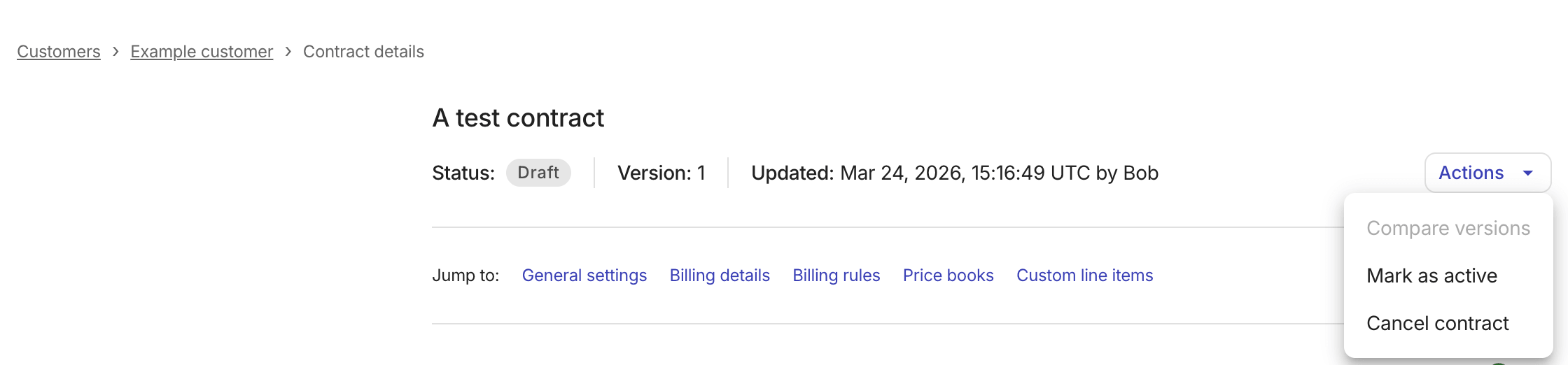 Contracts - Action: chnage status.