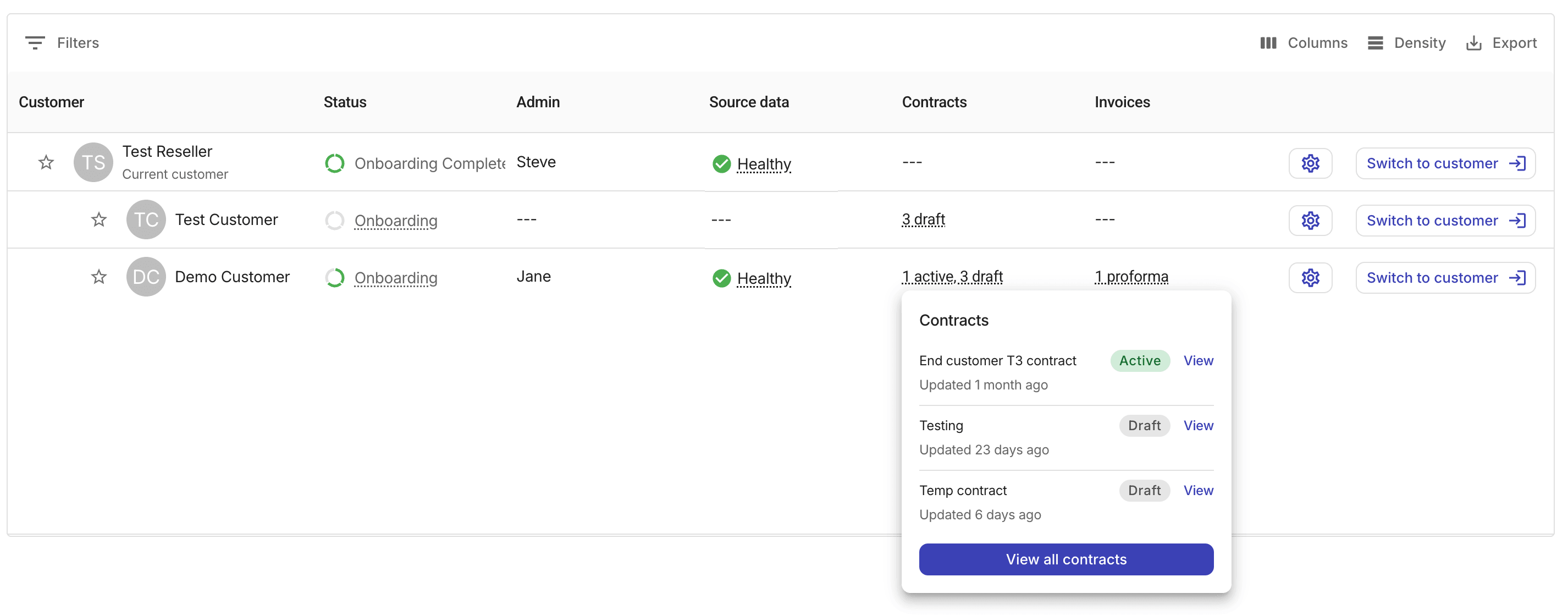 Customer contracts summary