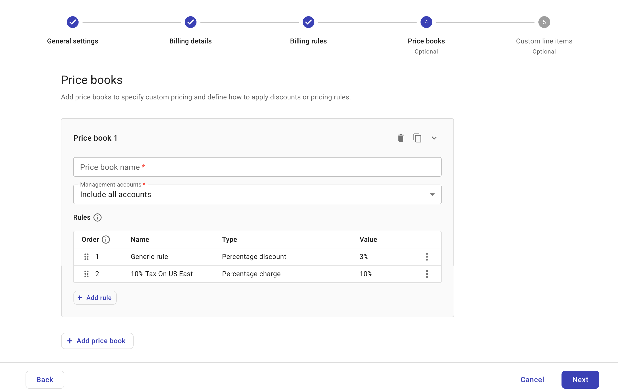 Contracts - Price book rules