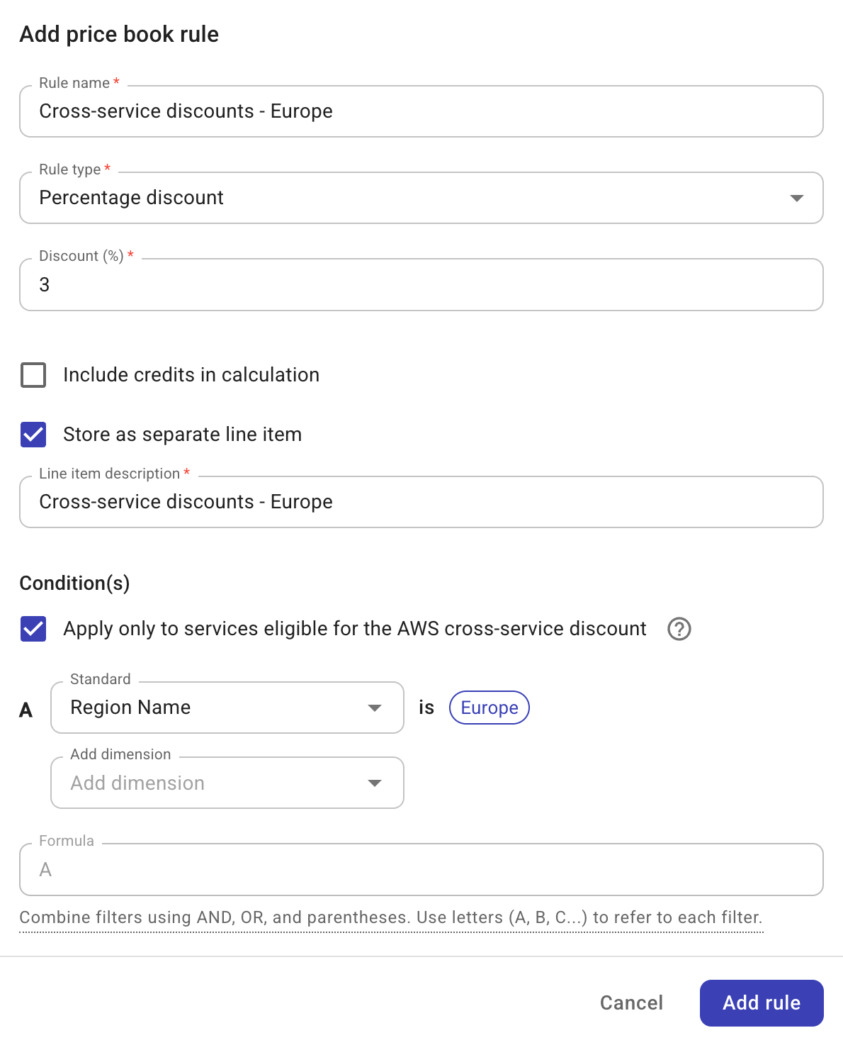 Contracts - Configure price book rule