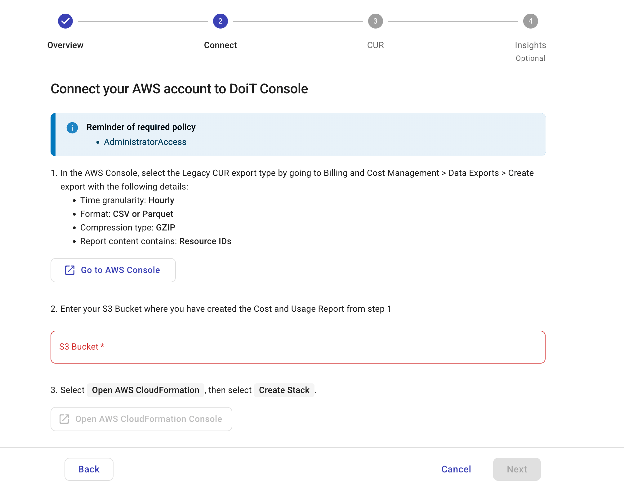 End customer onboarding - connect AWS organization