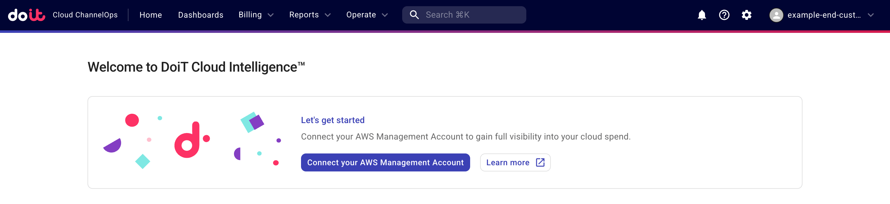 End customer onboarding - connect account from Home page