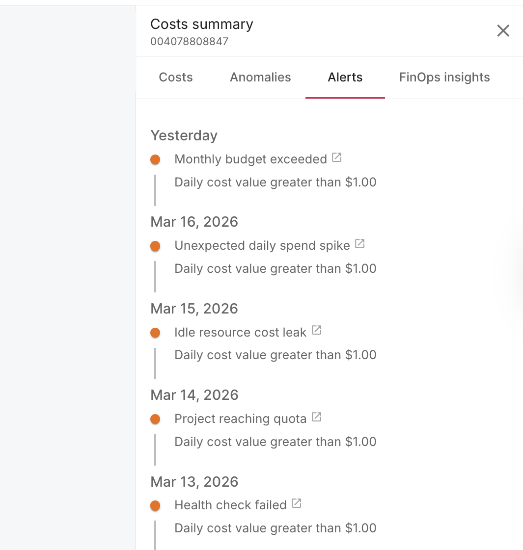 View alerts on a Cloud diagram