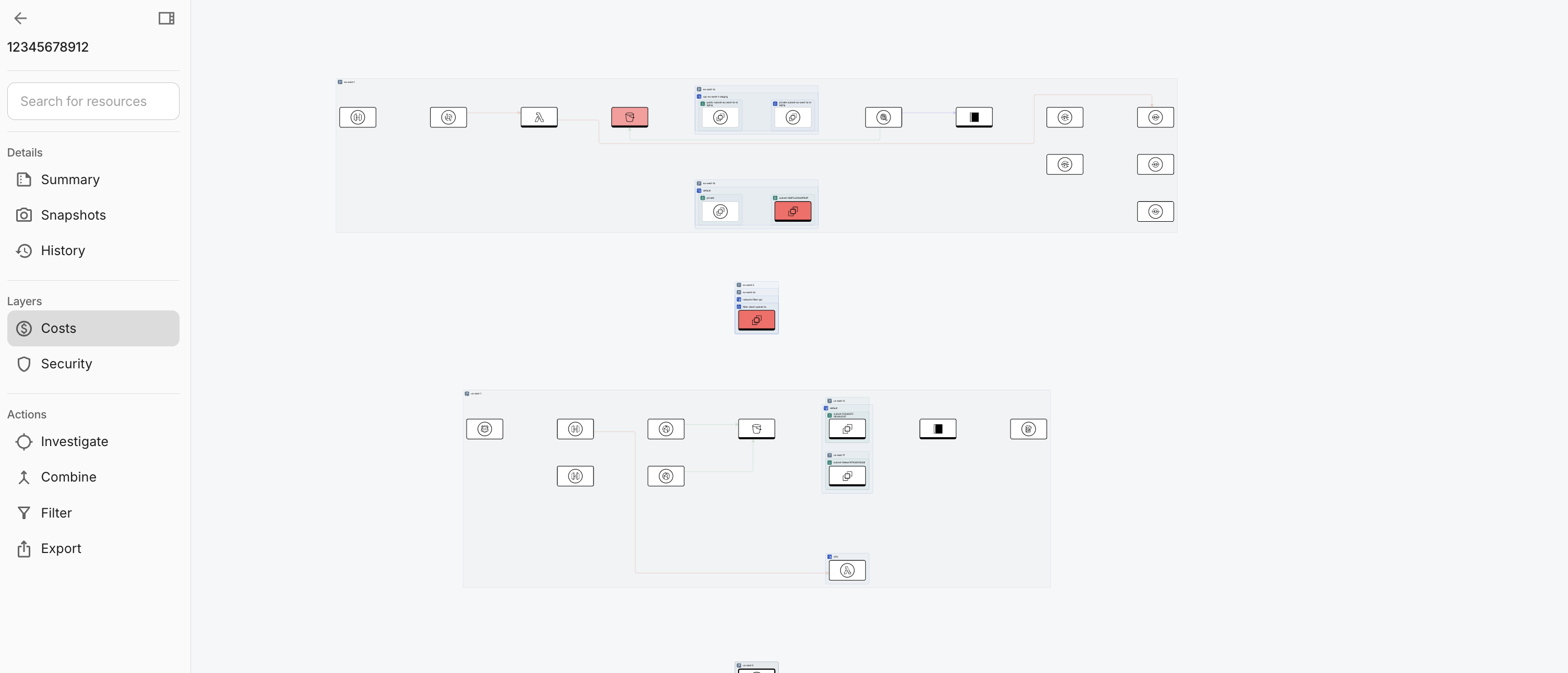 View costs heatmap on a Cloud diagram