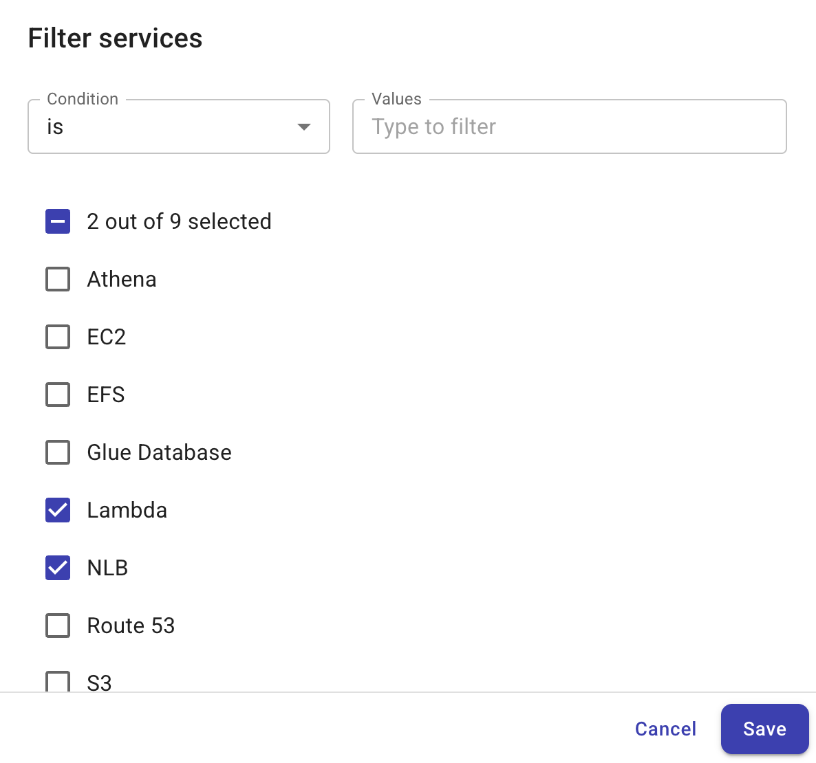 Select service type 