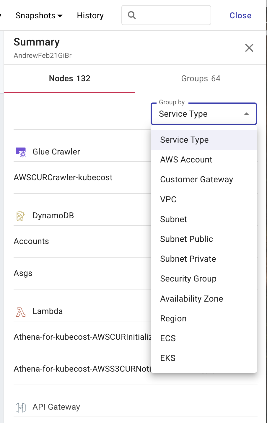 group by on a Cloud diagram
