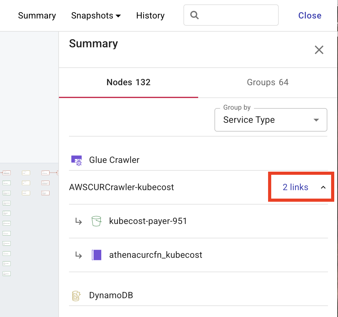 Expand links on a Cloud diagram
