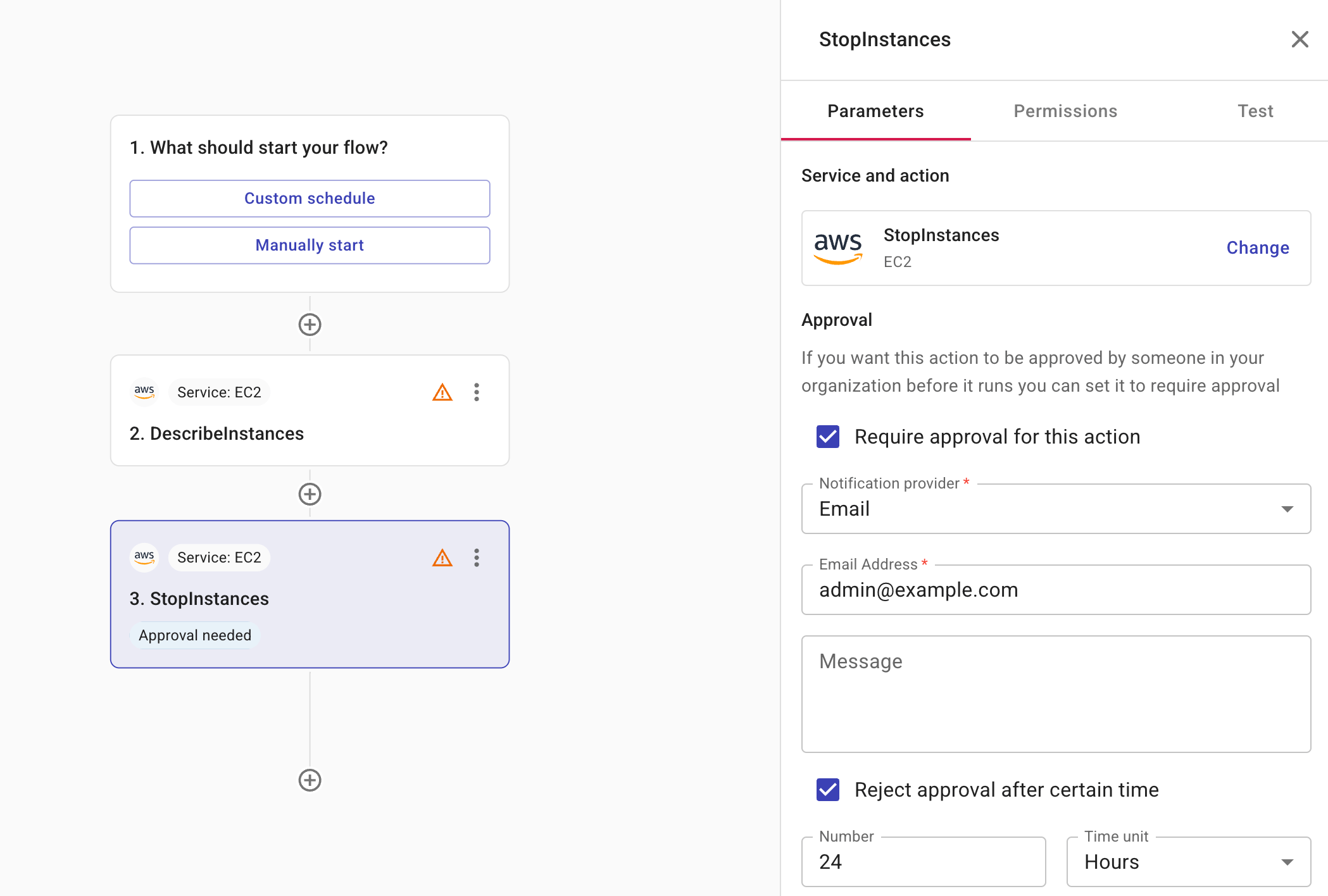 Require approval for action