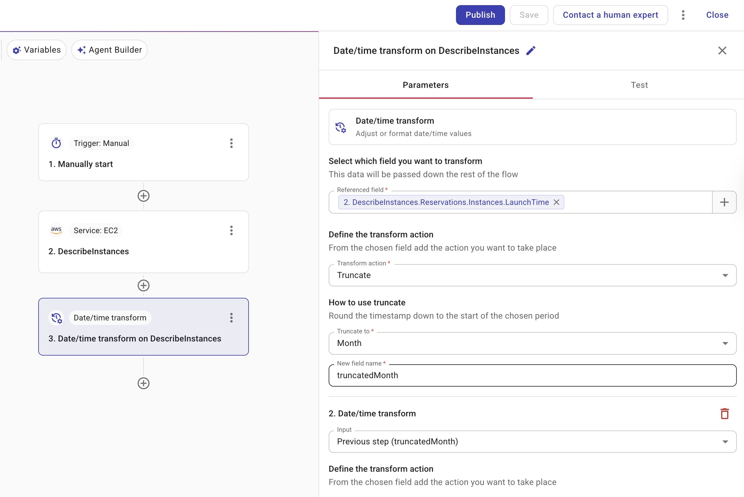 日付/時刻トランスフォーマーの設定