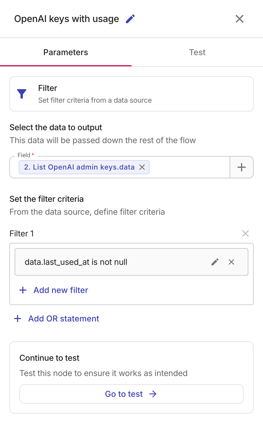Filter for OpenAI keys with usage