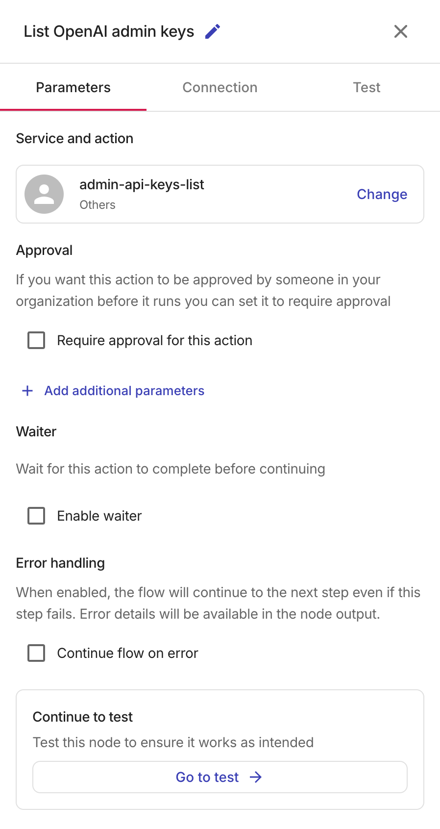 List OpenAI admin keys configuration