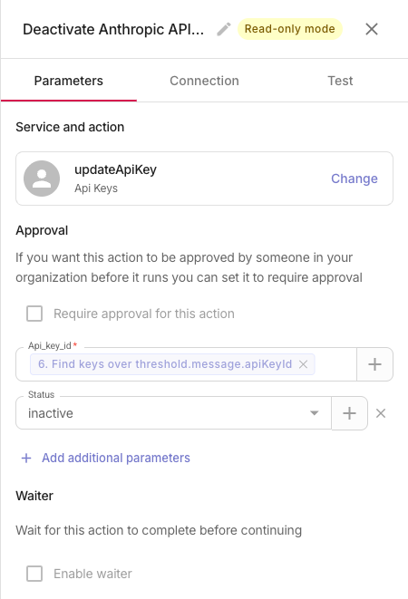 Anthropic updateApiKey parameters