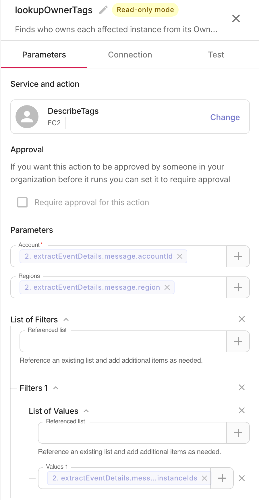 The EC2 DescribeTags parameters