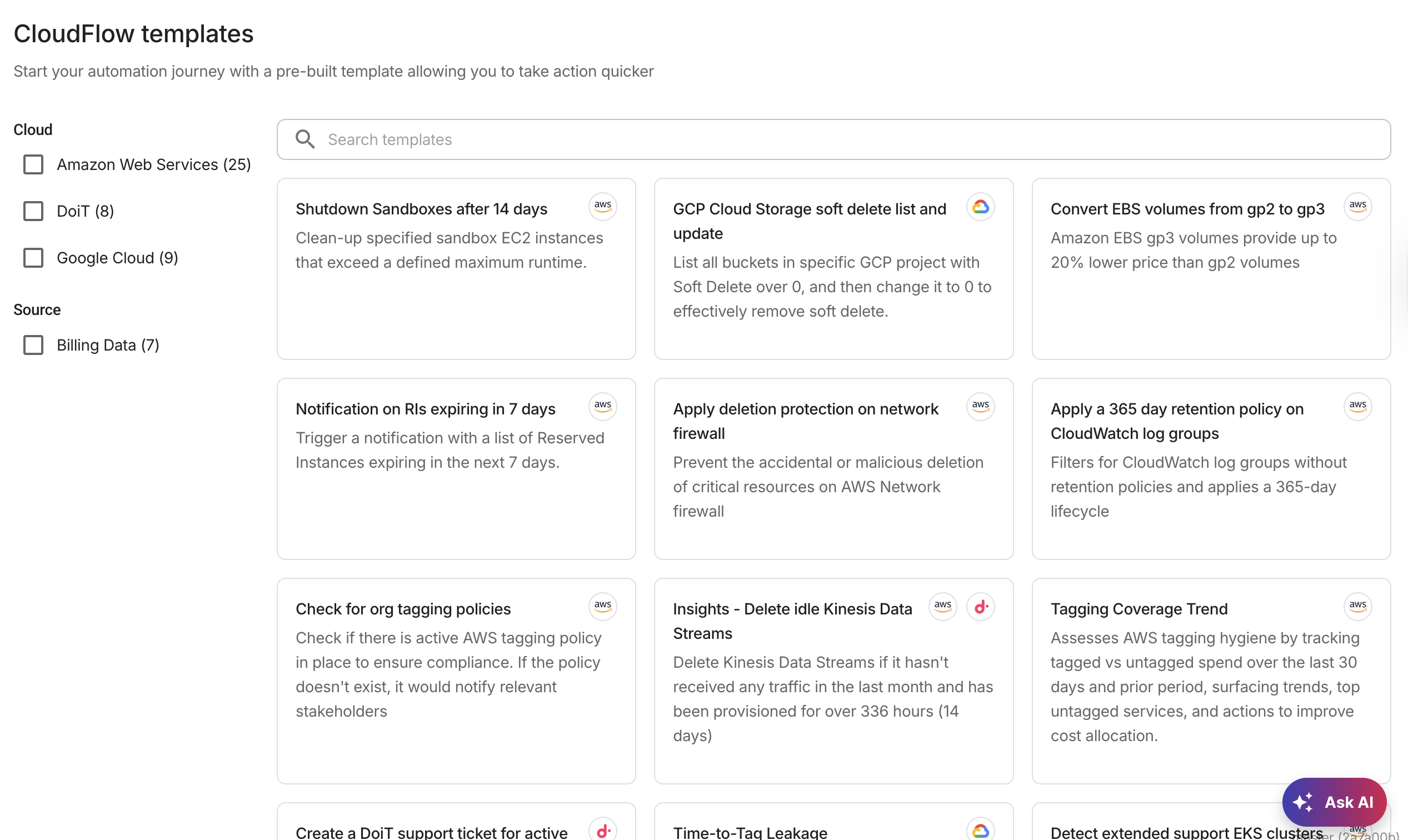 CloudFlow templates