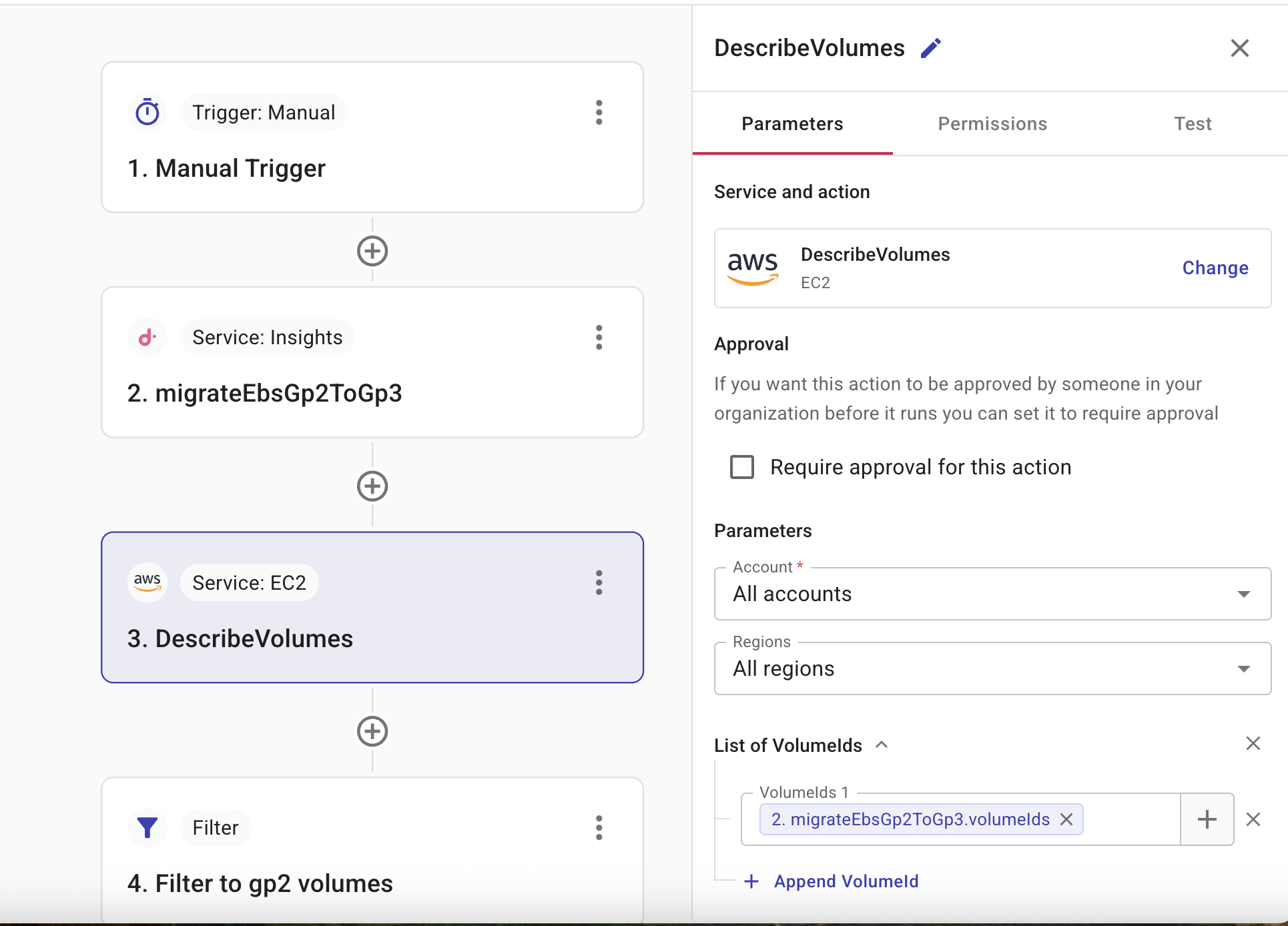 Describe Volumes config