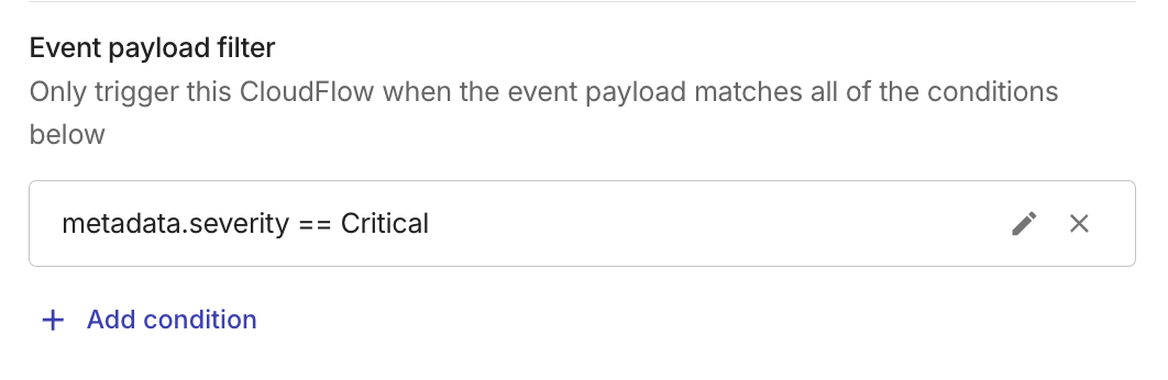 Event trigger filter example