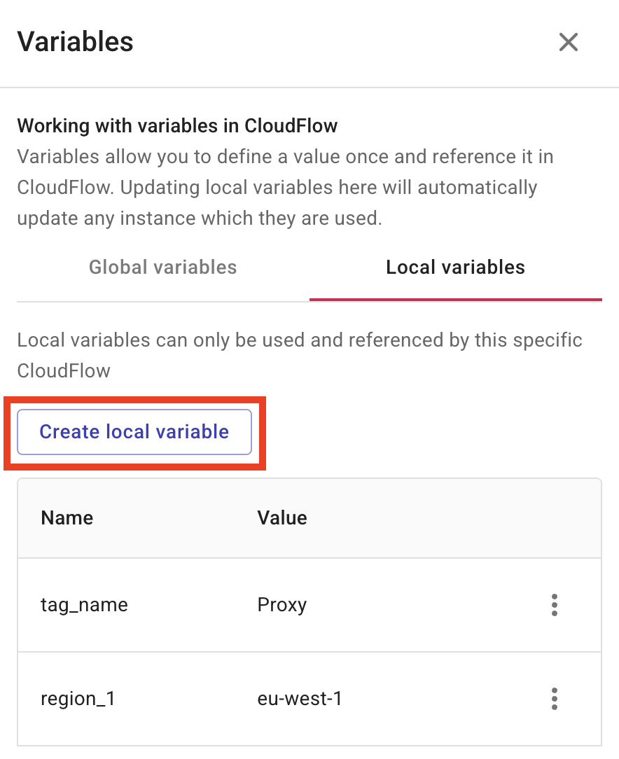 Create a local variable from a CloudFlow