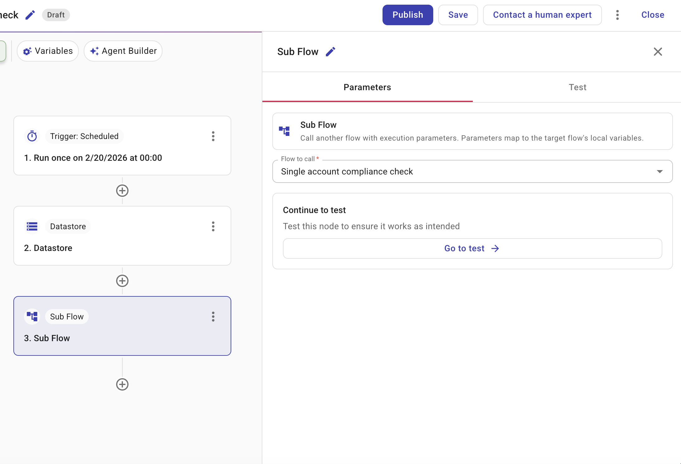 CloudFlow sub flow node
