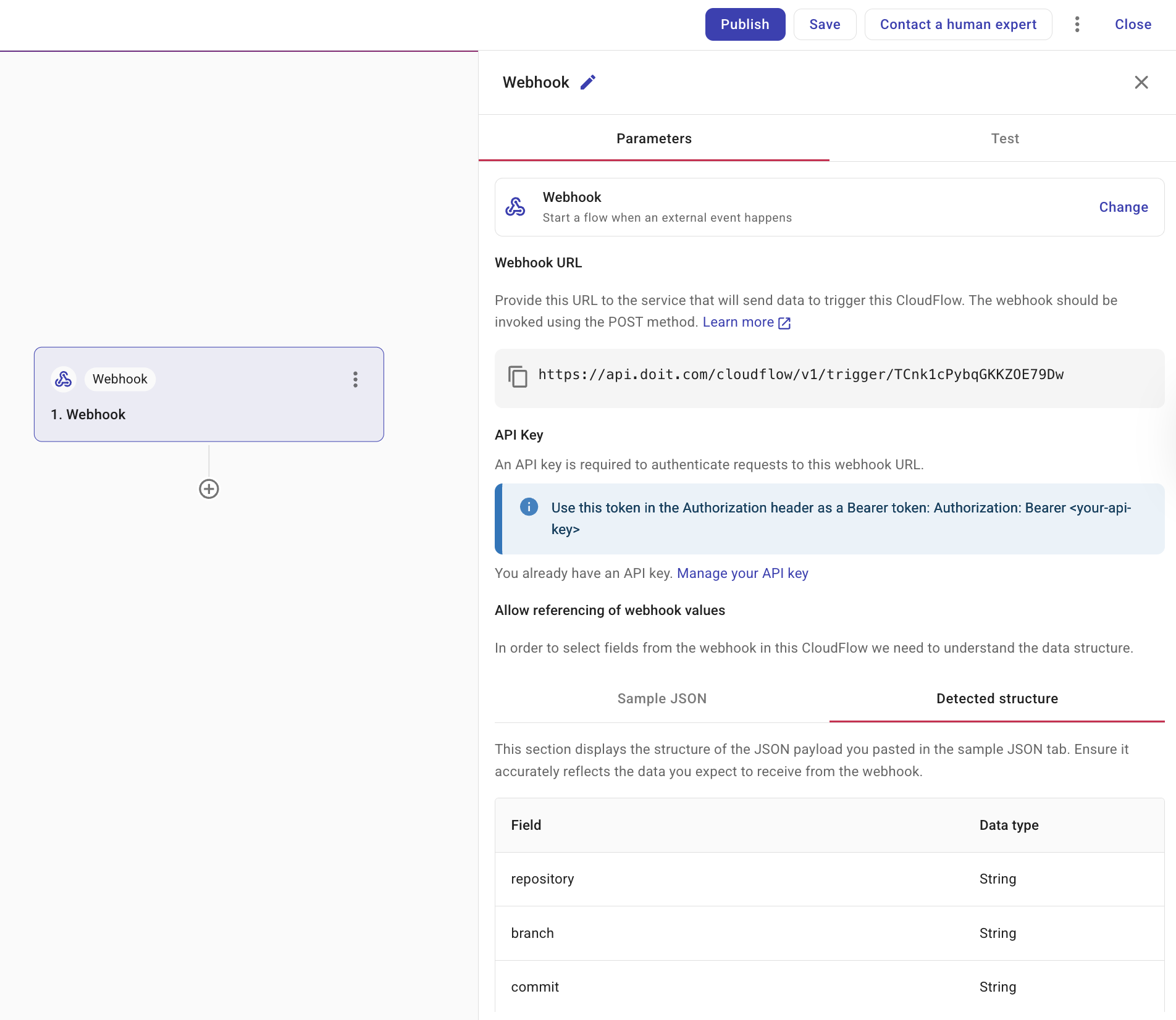 Webhook トリガーの設定