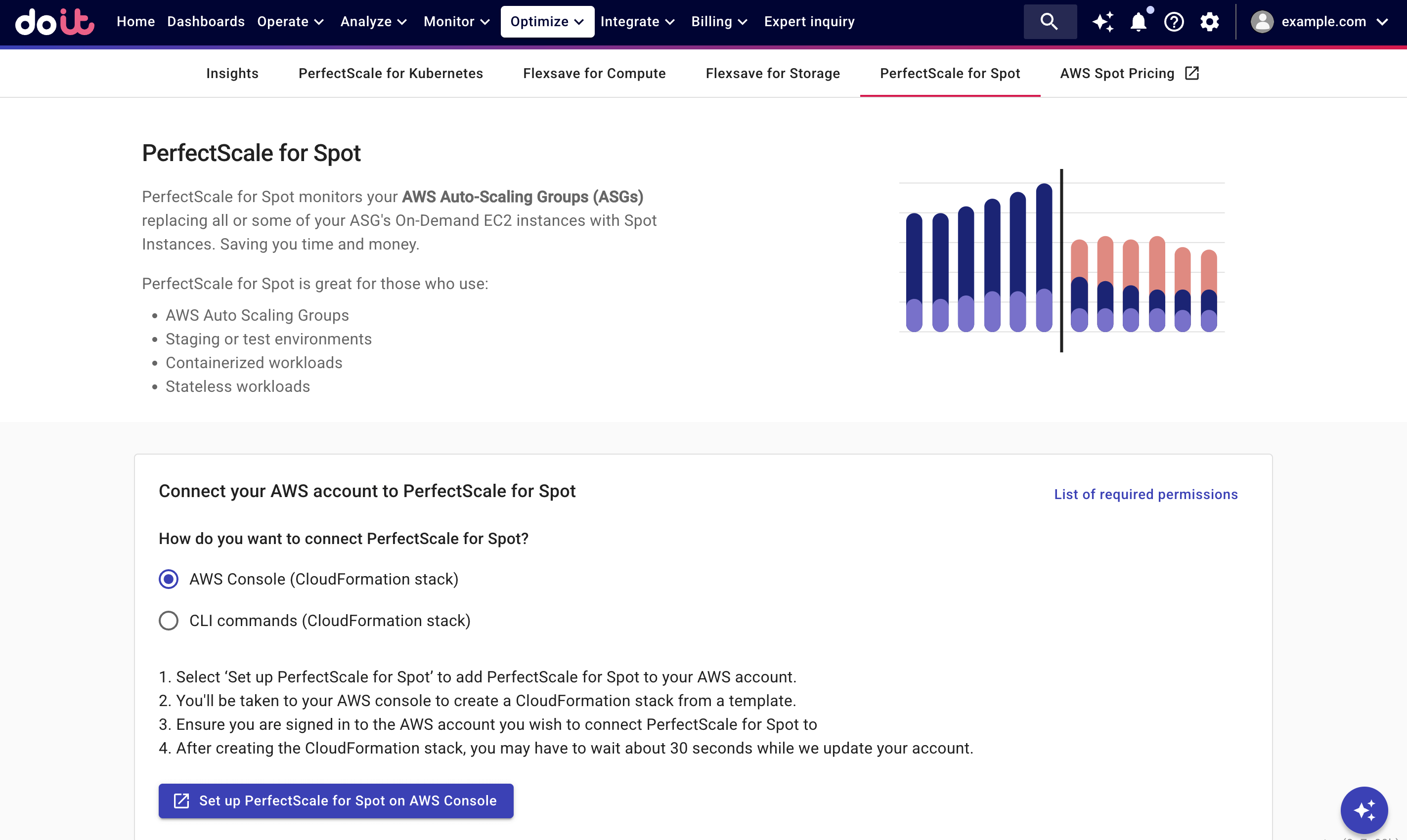 PerfectScale for Spot start screen