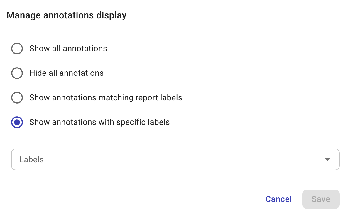 Annotations display options