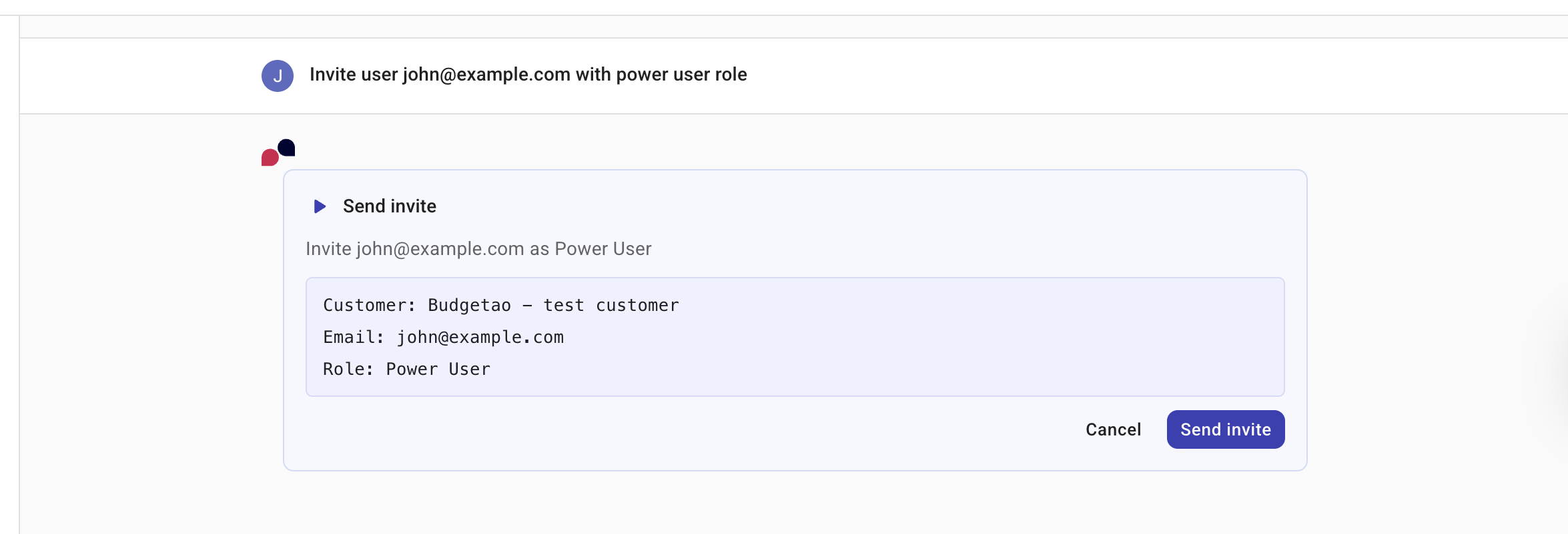 Use Ava to invite a user