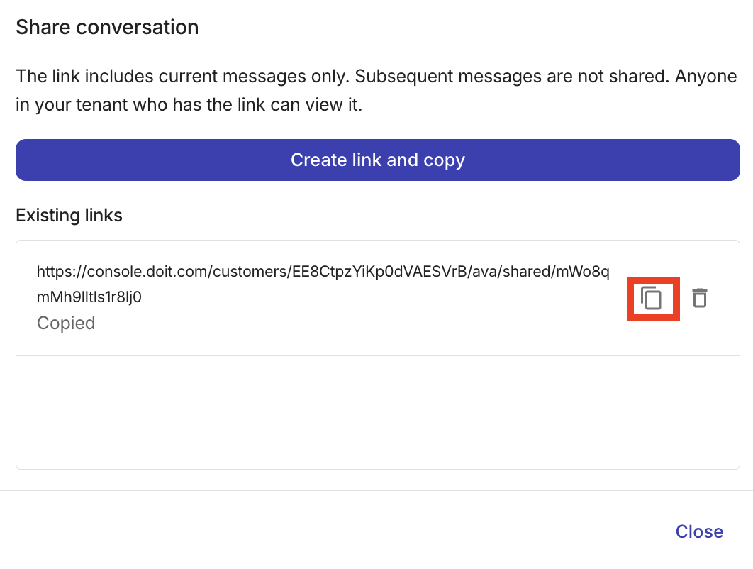 Create a link to an Ava conversation
