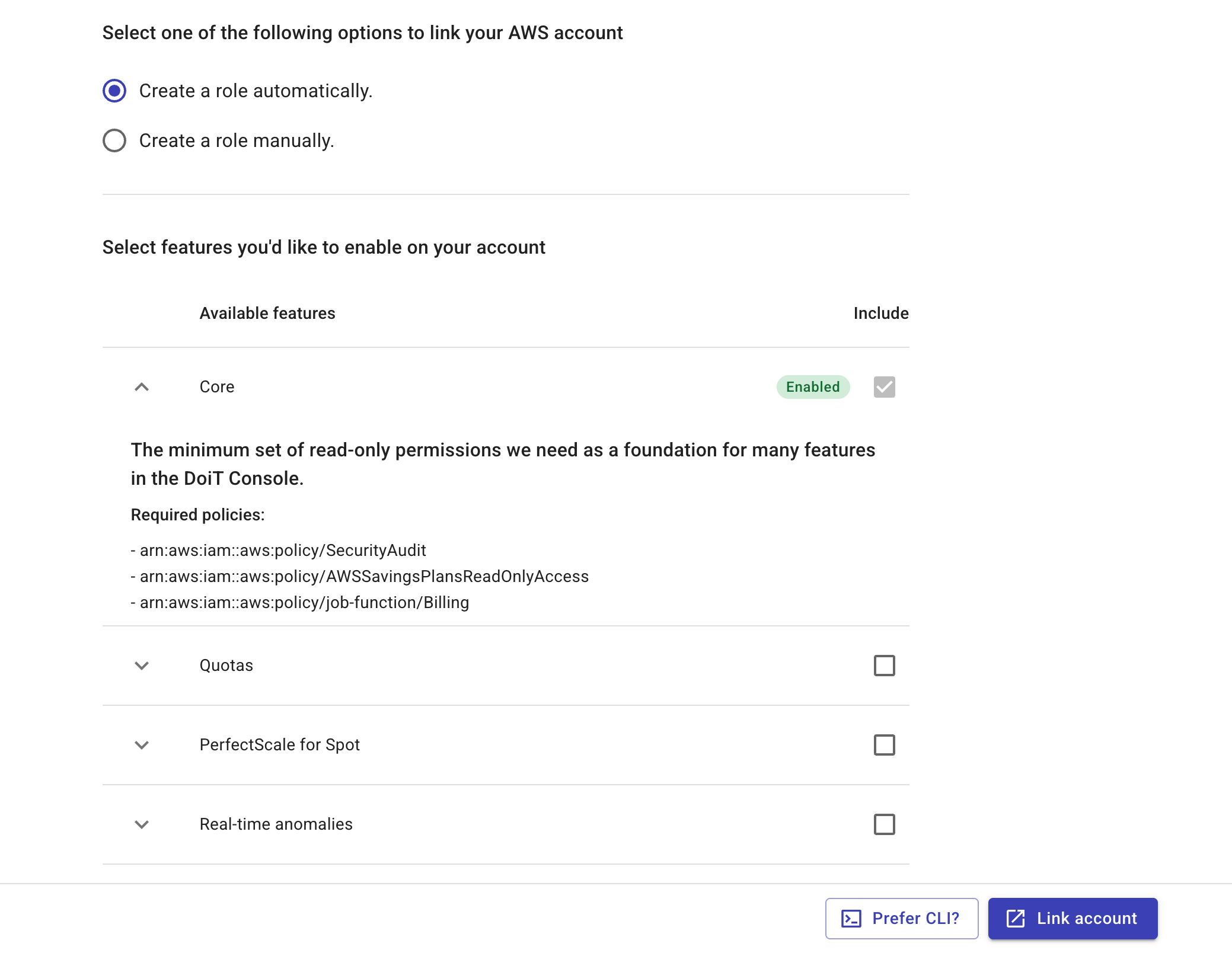 An expanded feature section