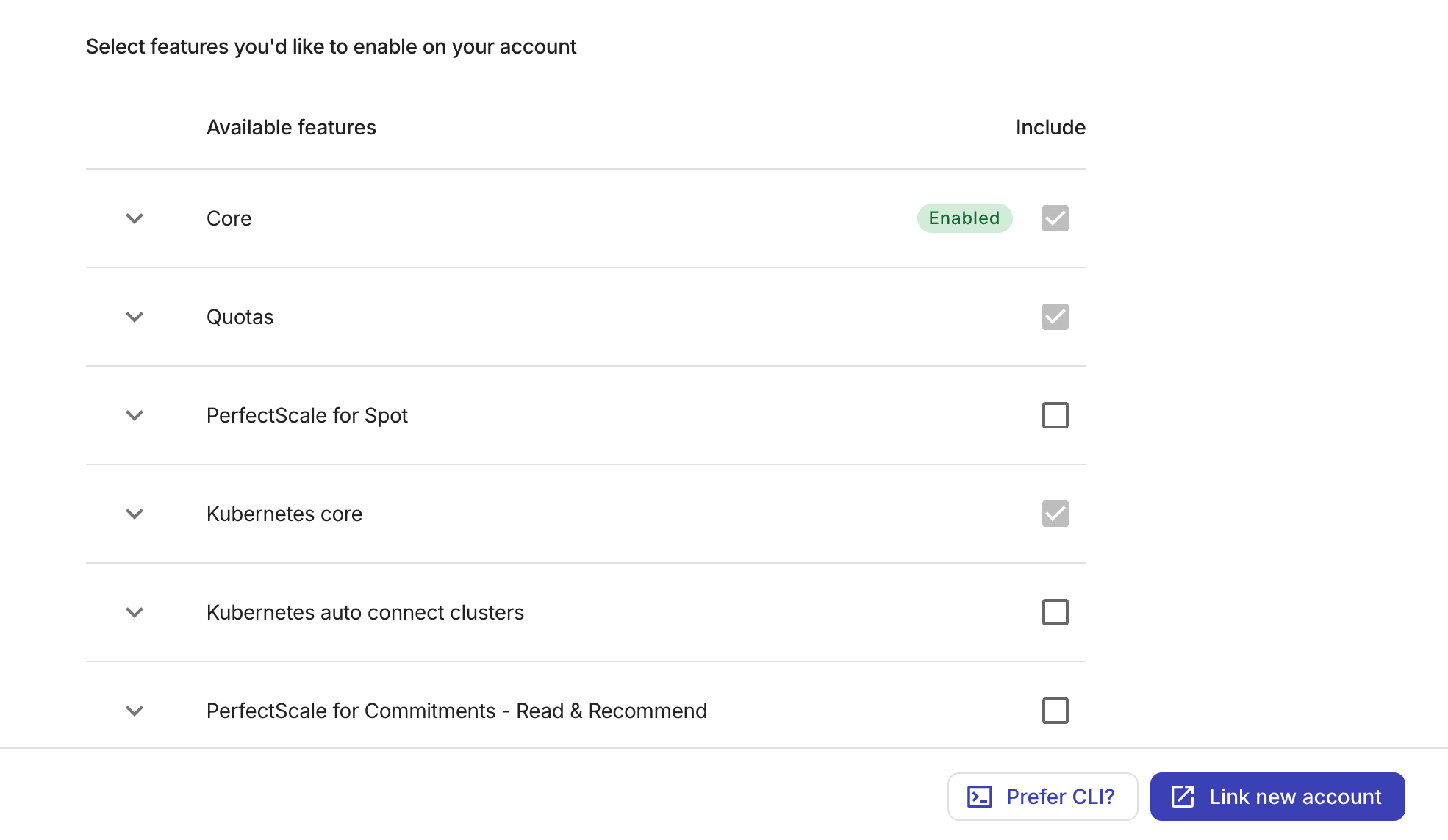 An expanded feature section