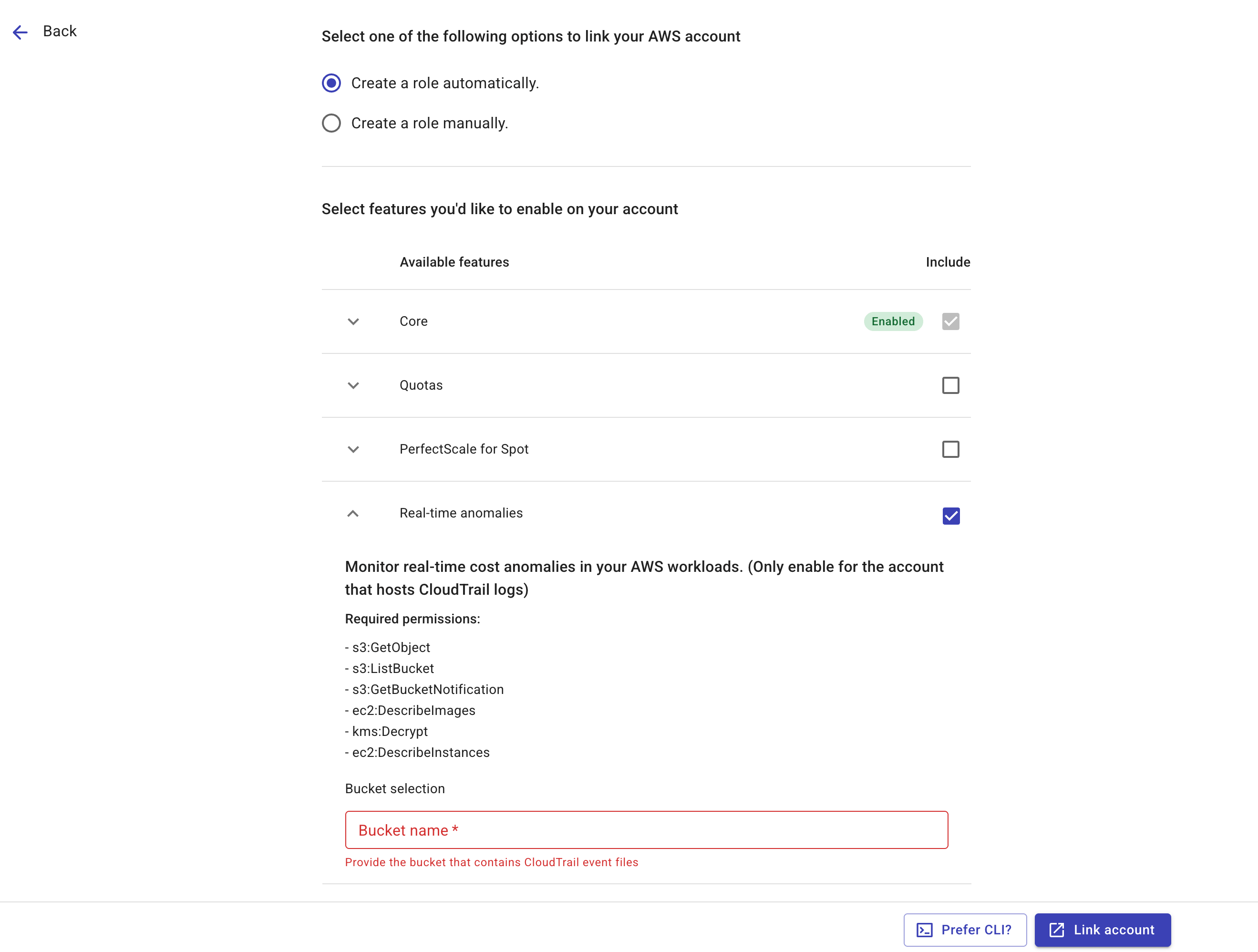 Add real-time anomaly to AWS account - automatic