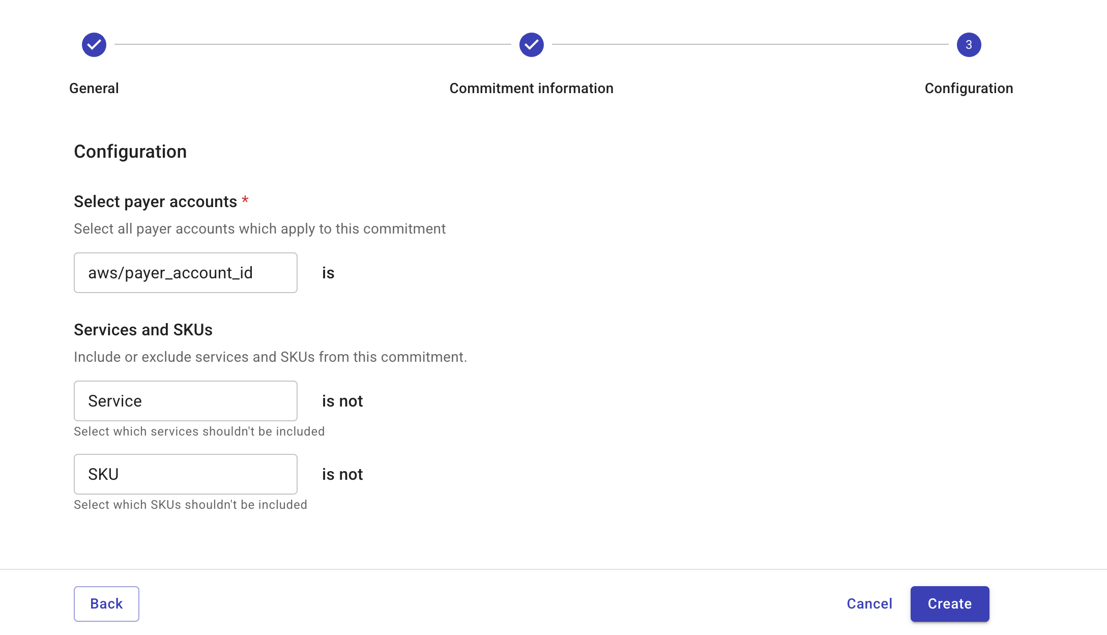 Commitment configuration