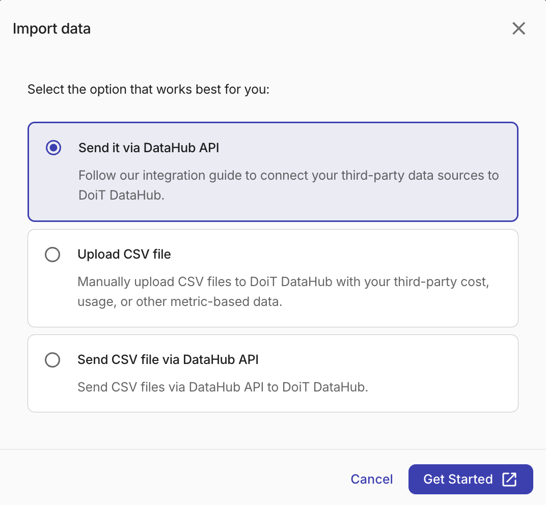 Import data options