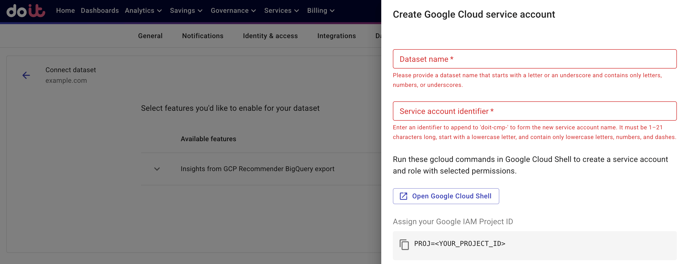 gcloud commands for dataset access