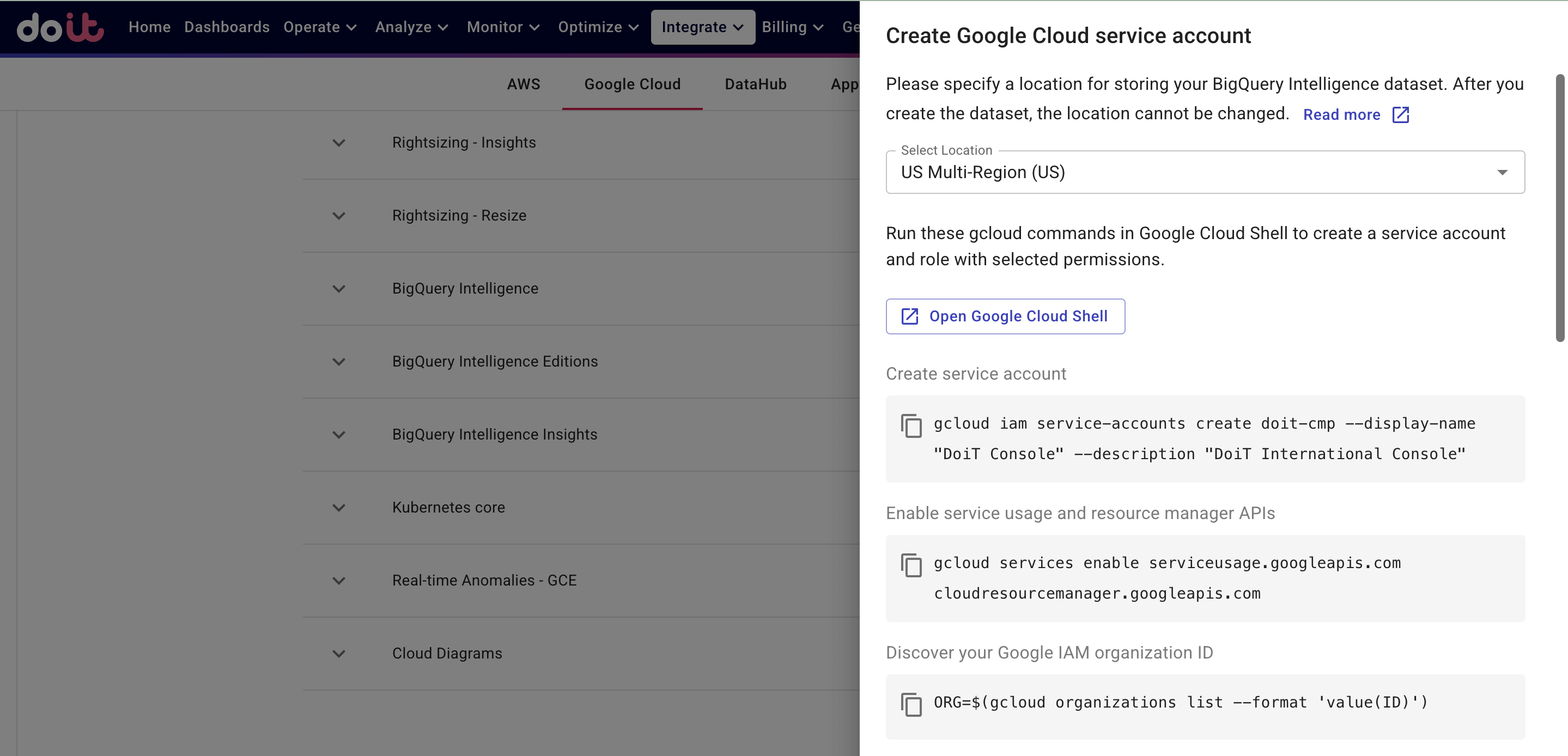 Create service account