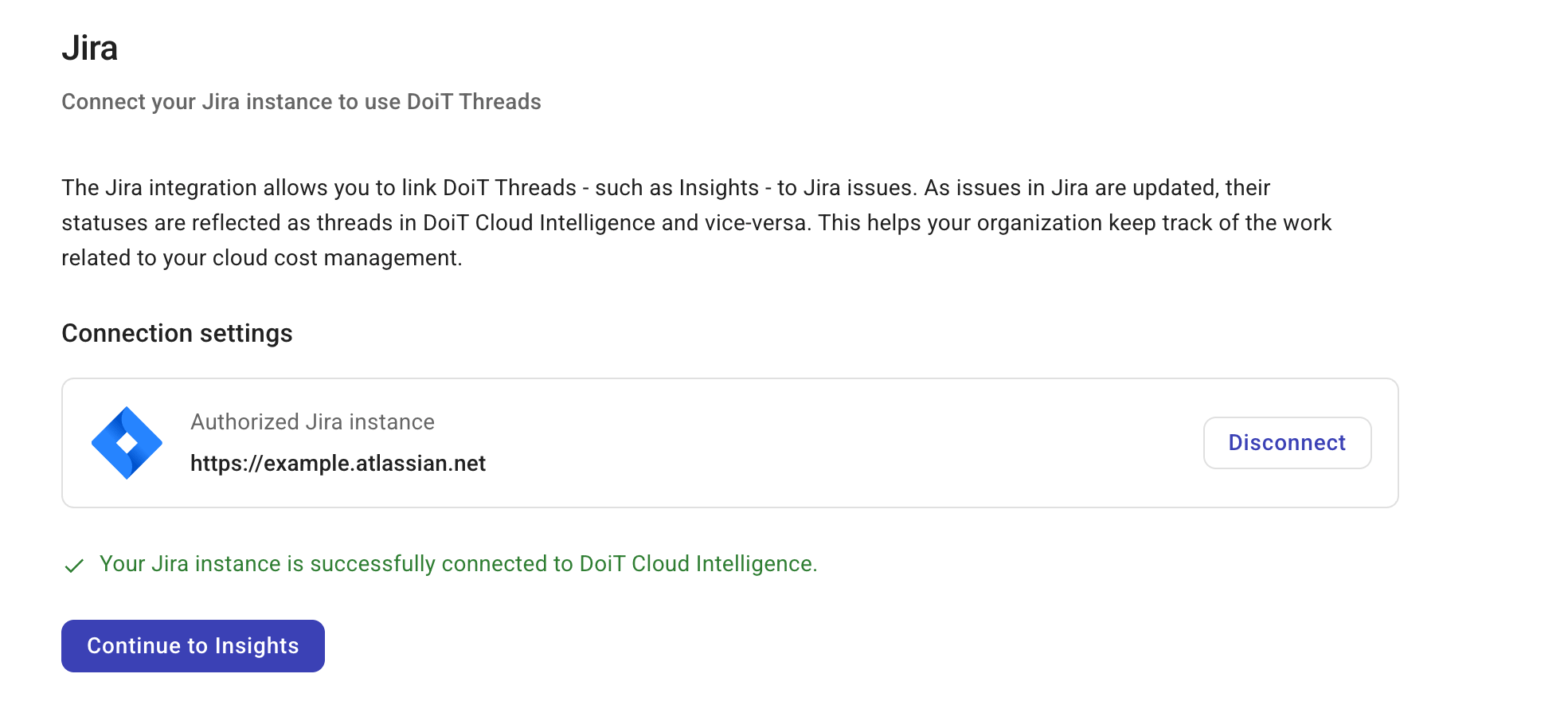 Jira インスタンスが接続されました