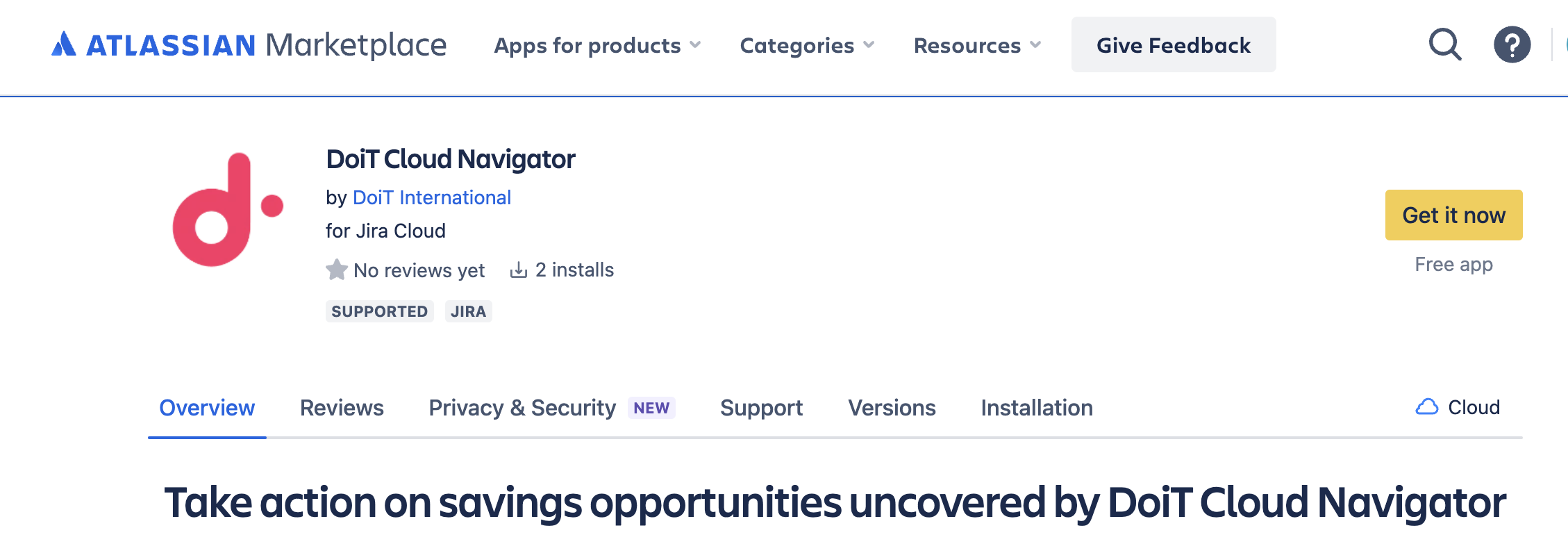 DoiT Jira app in the marketplace
