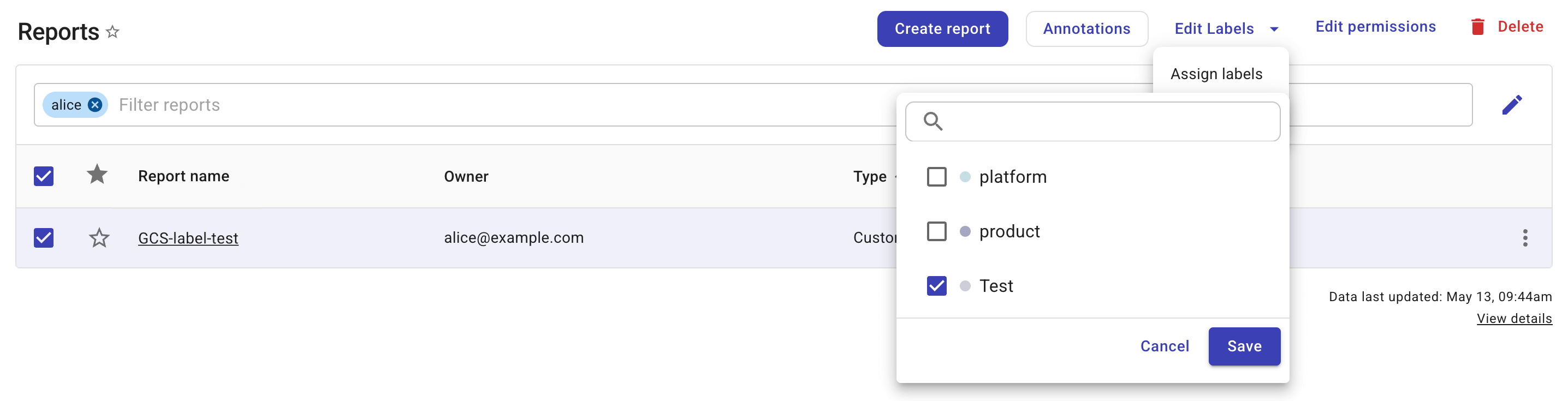 Drop-down list for new content objects