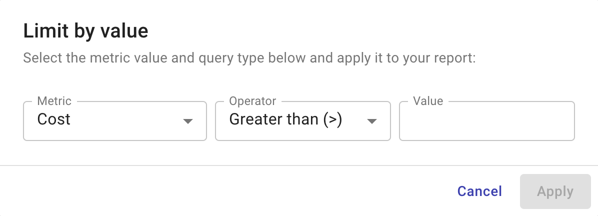 Metric Configuration Window