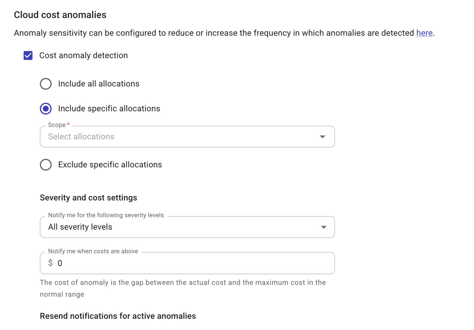 The cost anomalies section