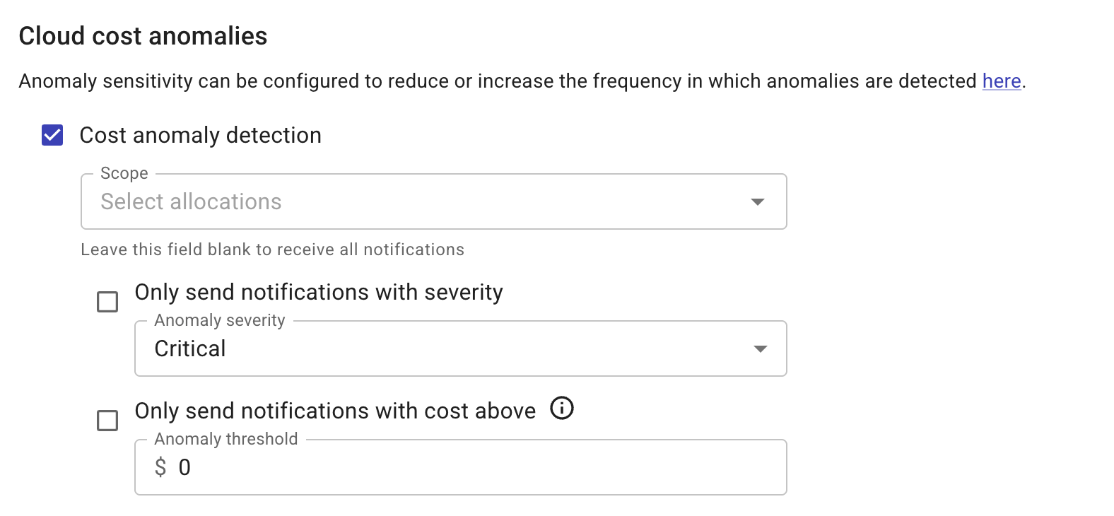 The cost anomalies section