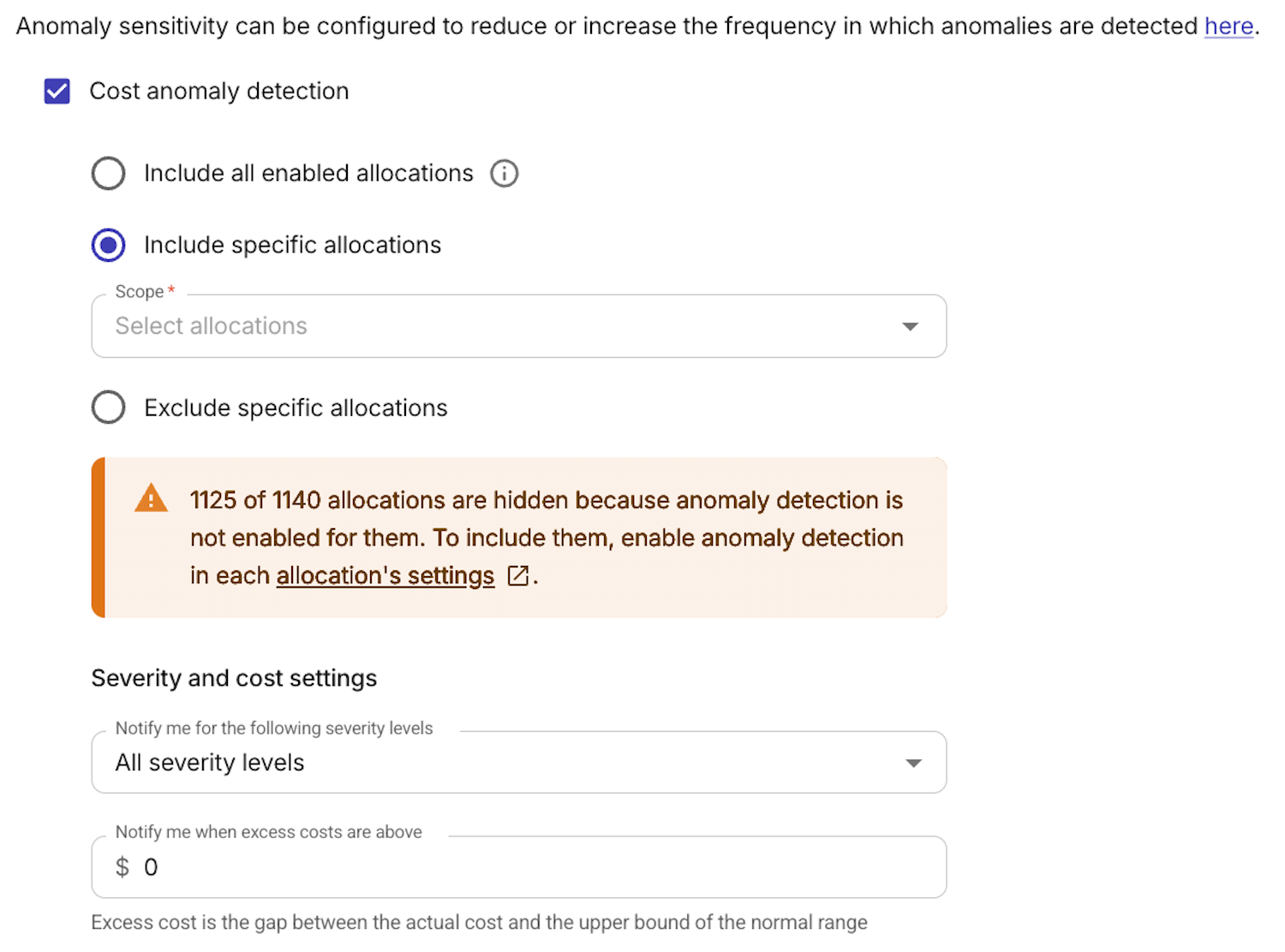 The cost anomalies section