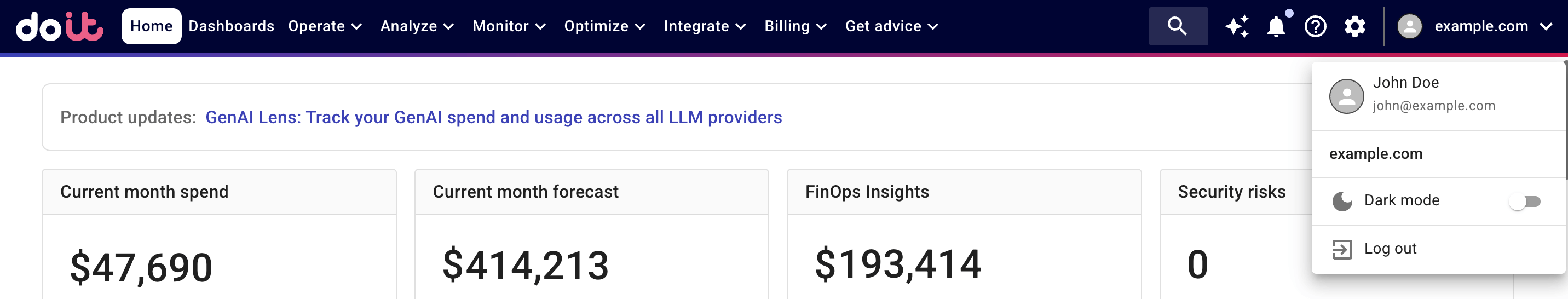 The profile drop-down menu.