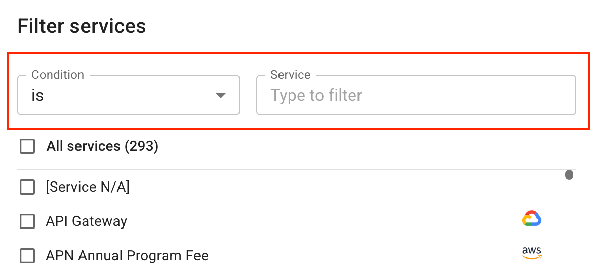 A screenshot showing the filter dialog