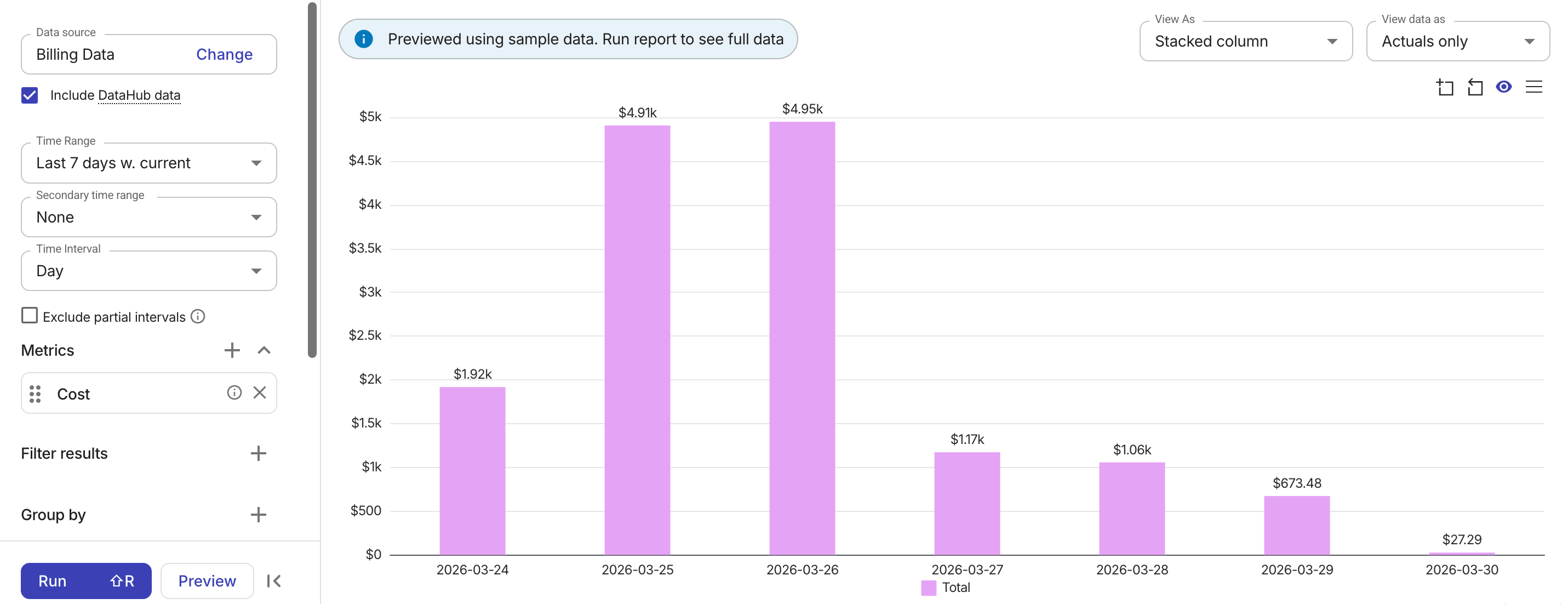 レポートをプレビューする