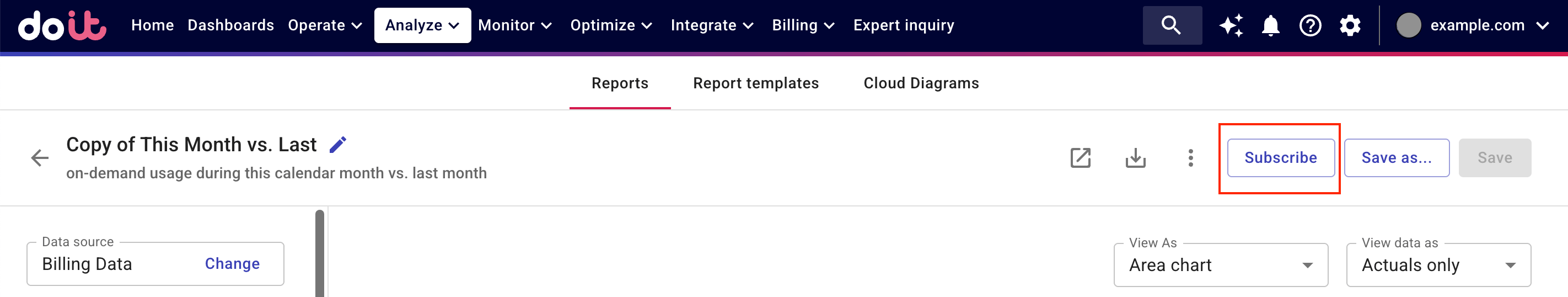 Report subscription dialog