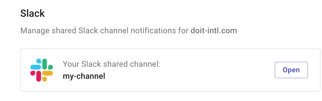 The Slack settings page