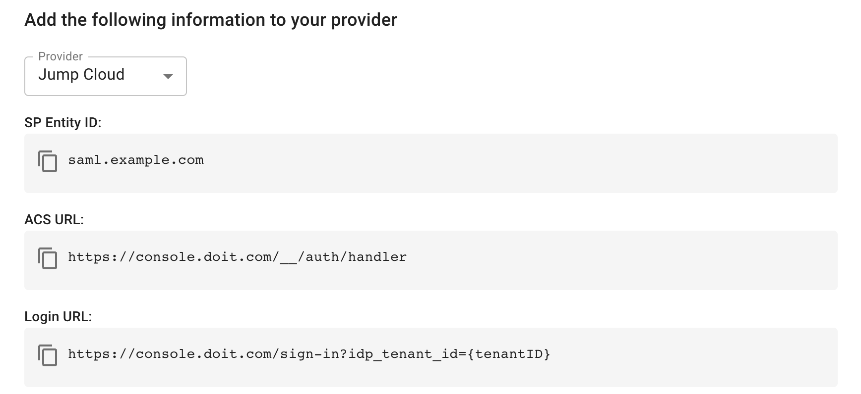 JumpCloud SAML SSO の設定